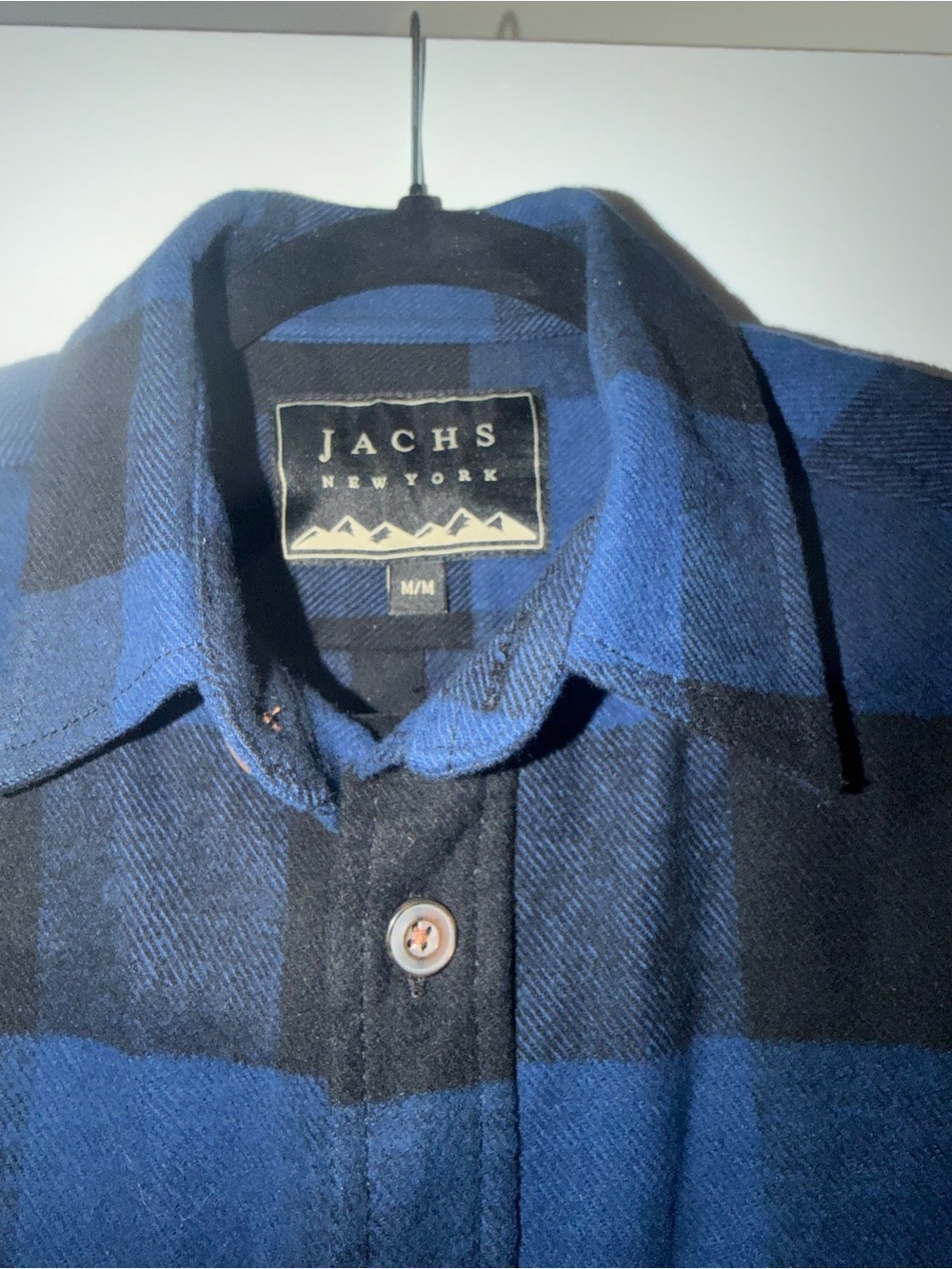Men's Blue and Black Plaid Shirt